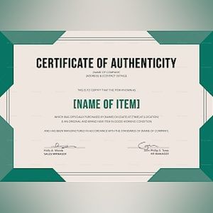 Certificate of Authenticity for any item purchased in my closet
